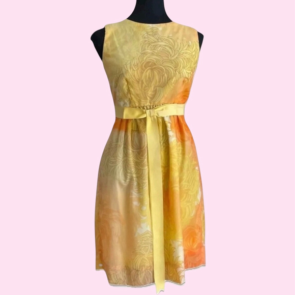 Malia Honolulu Dresses & Skirts - Vintage Yellow Orange Chiffon Sleeveless Fit and Flare Dress Malia Hawaii Tiki
